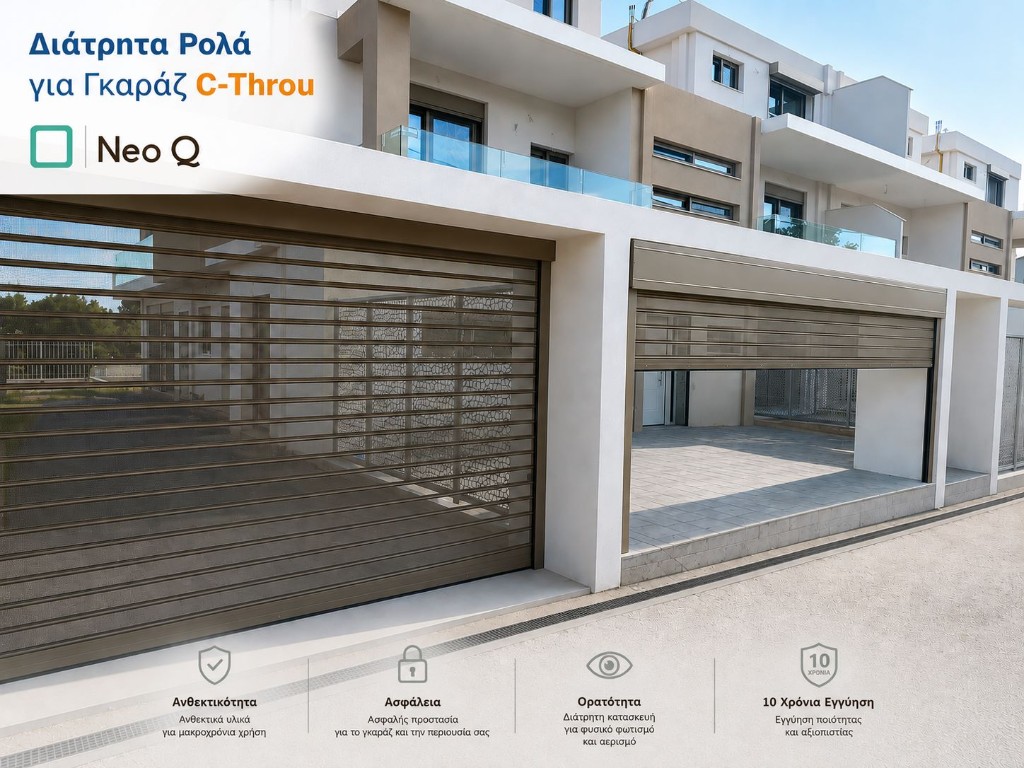 Διάτρητα ρολά γκαράζ C-Throu Neo-Q — ορατότητα, αερισμός, ασφάλεια και 10 χρόνια εγγύηση